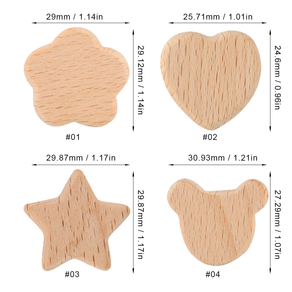 Art Craft Handmade - Kovict 15 ชิ้นไม้บีชหมีดอกไม้รักลูกปัดไม้สําหรับ DIY สร้อยคอสร้อยข้อมืออเนกประสงค์ Handmade