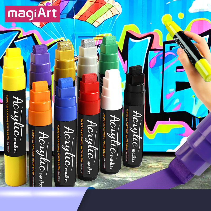 Art Craft Jumbo - ปากกาเมจิกสีอะคริลิคขนาดใหญ่ 10 สี หัวปากกาขนาด 15 มม.