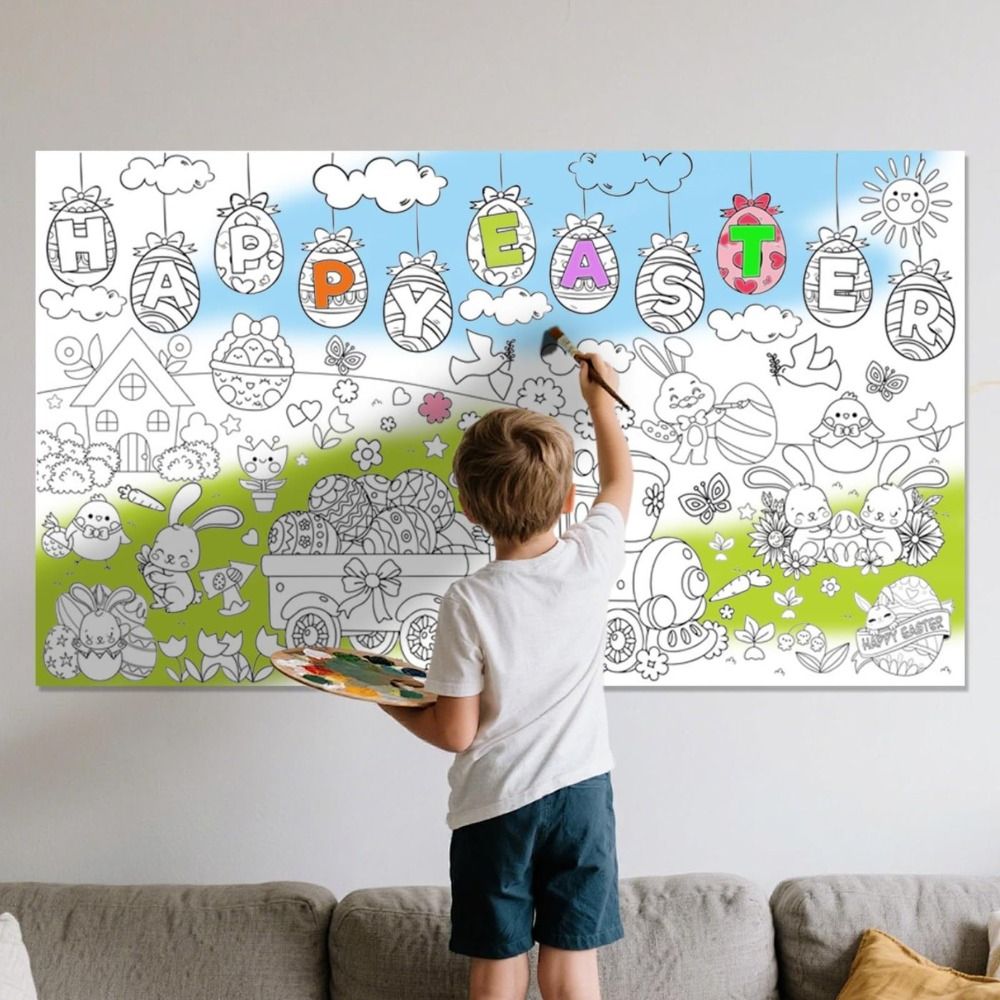 Art Craft Jumbo - โปสเตอร์ระบายสีขนาดใหญ่ DIY สำหรับเทศกาลอีสเตอร์ งานศิลปะ งานประดิษฐ์ วาดภาพระบายสี