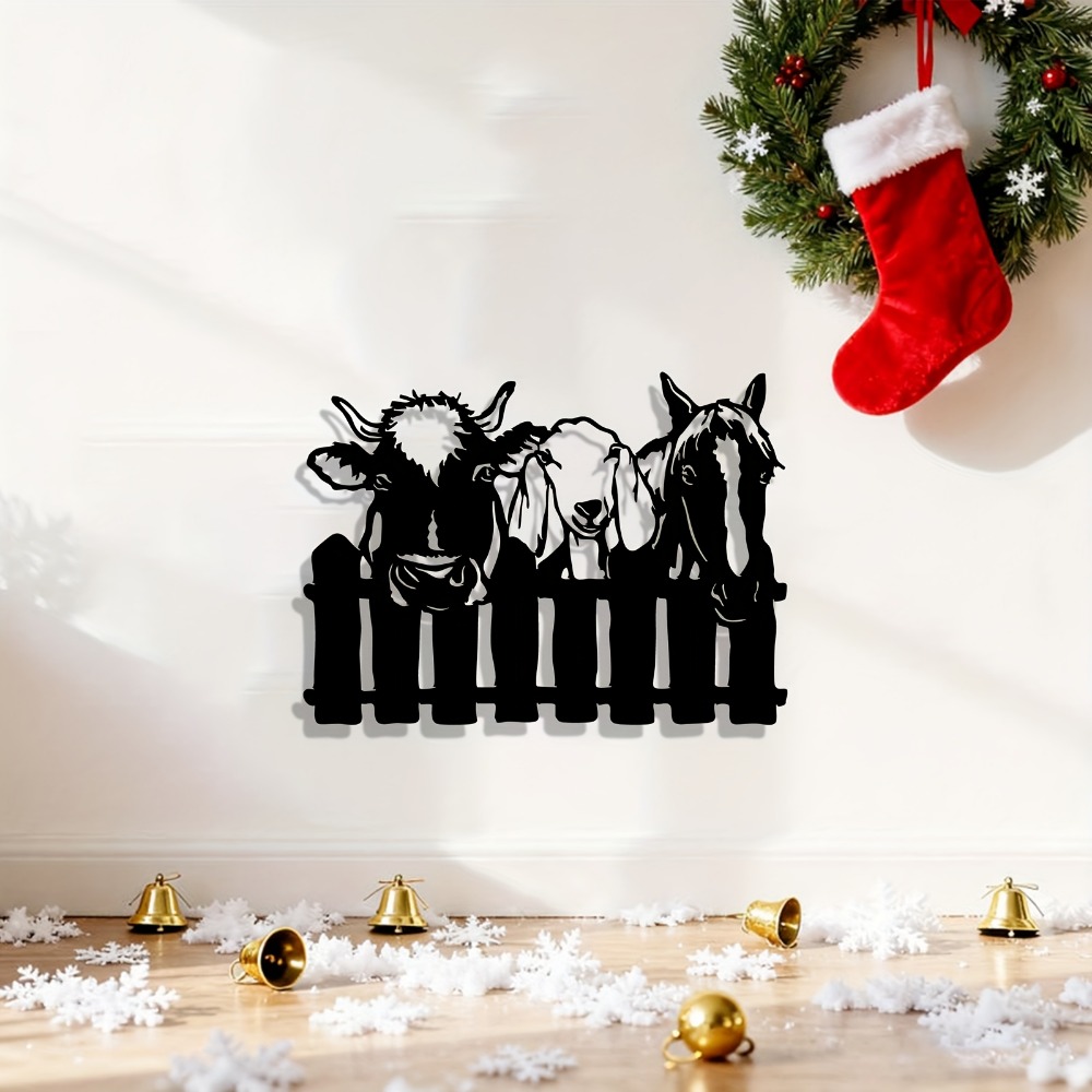 Art Craft Animals - CIFBUY งานศิลปะติดผนังโลหะ รูปปั้นสัตว์ในฟาร์ม งานฝีมือเหล็ก รูปวัว ไก่