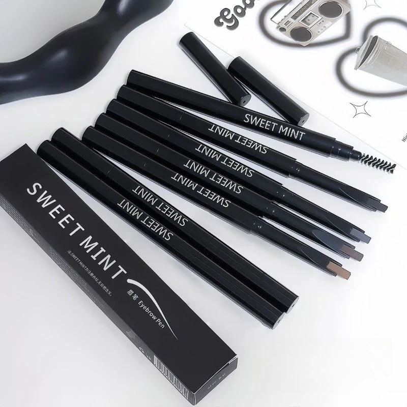 Colored Pencil Professional - 2 อิน 1 ดินสอเขียนคิ้วเครื่องสำอางมืออาชีพแต่งหน้าสำหรับผู้หญิง 4 สีแปรงสักคิ้วกันน้ำติดทนนานปากกาเขียนคิ้ว