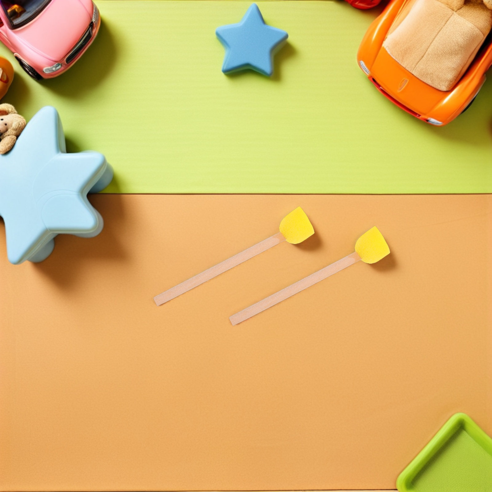 Art Craft For Preschoolers - แปรงฟองน้ำทรงกลม 80 ชิ้น ด้ามไม้ ใช้ซ้ำได้ อุปกรณ์ศิลปะสำหรับเด็ก