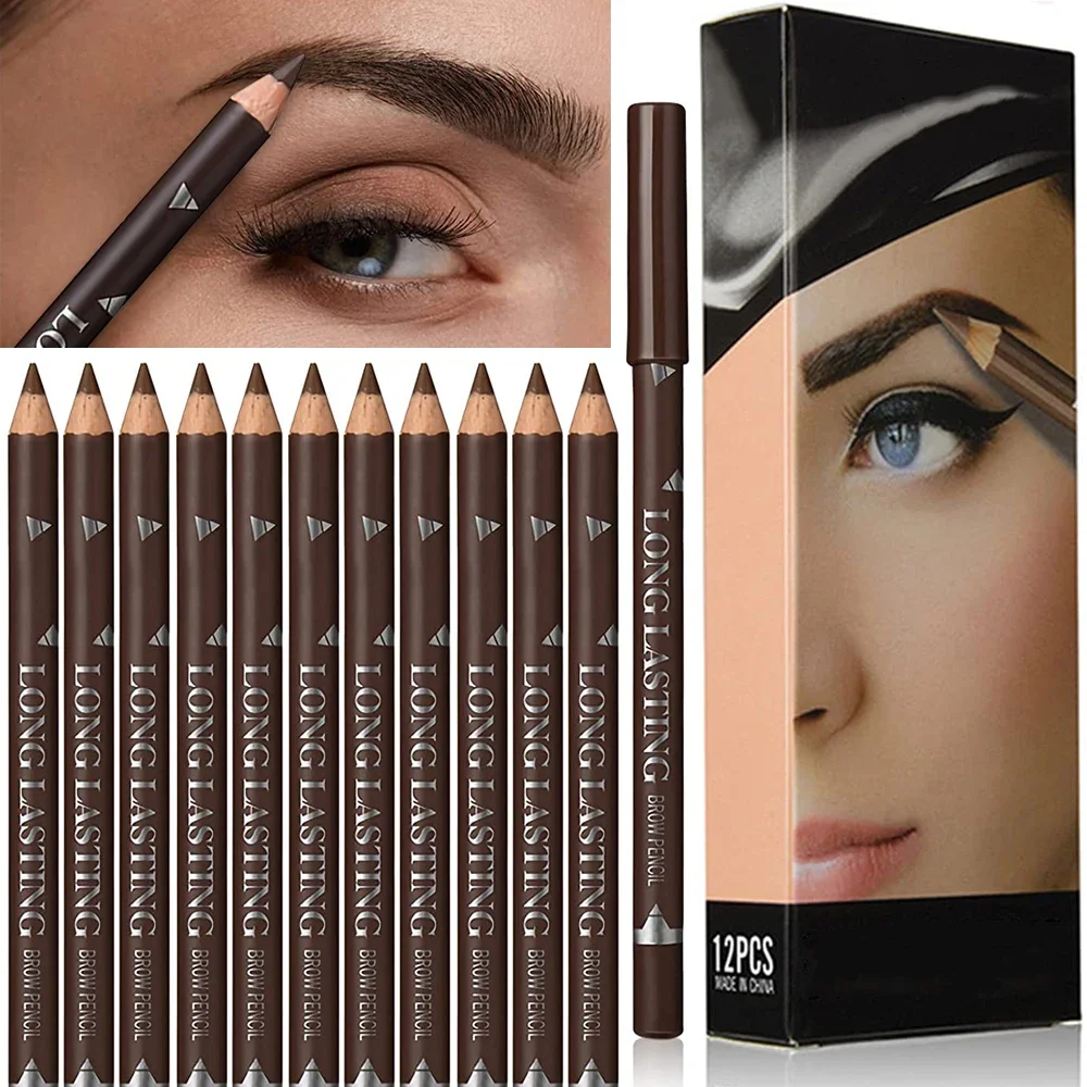 Colored Pencil Professional - 6/12 ชิ้นดินสอเขียนคิ้วกันน้ำมืออาชีพผู้หญิงแต่งหน้าปากกาสีง่ายสีธรรมชาติสีดำเครื่องสำอางค์ความงามเครื่องมือเขียนคิ้ว