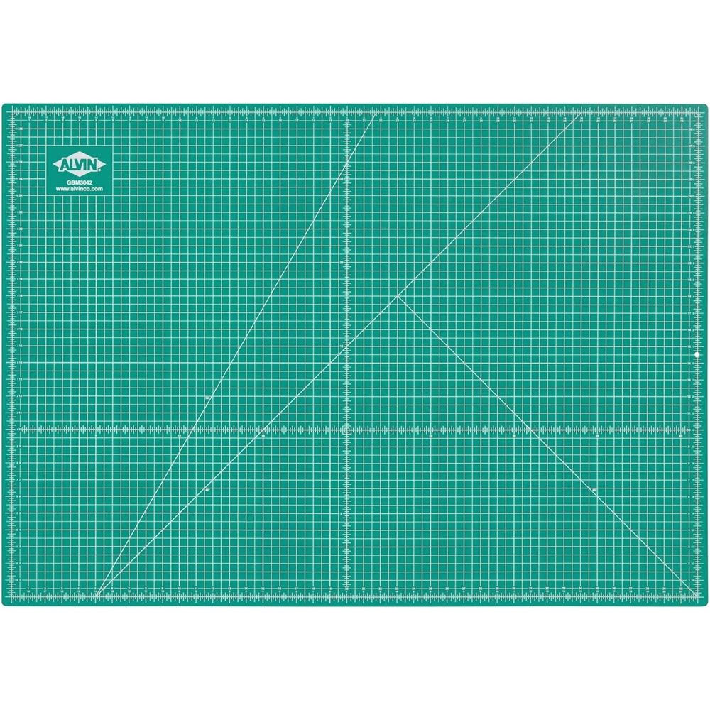 Art Craft Us - แผ่นรองตัดแบบซ่อมแซมตัวเองได้สองด้าน ขนาด 30x42 นิ้ว สีเขียว/ดำ ลายตาราง