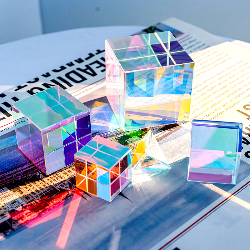 Art Craft Optical - ลูกคริสตัล K9ขนาดเล็กแก้วออปติคอลการกระจายแสง RGB X-Cube สำหรับการเรียนการสอนฟิสิกส์ศิลปะการตกแต่งเครื่องประดับงานฝีมือ DIY