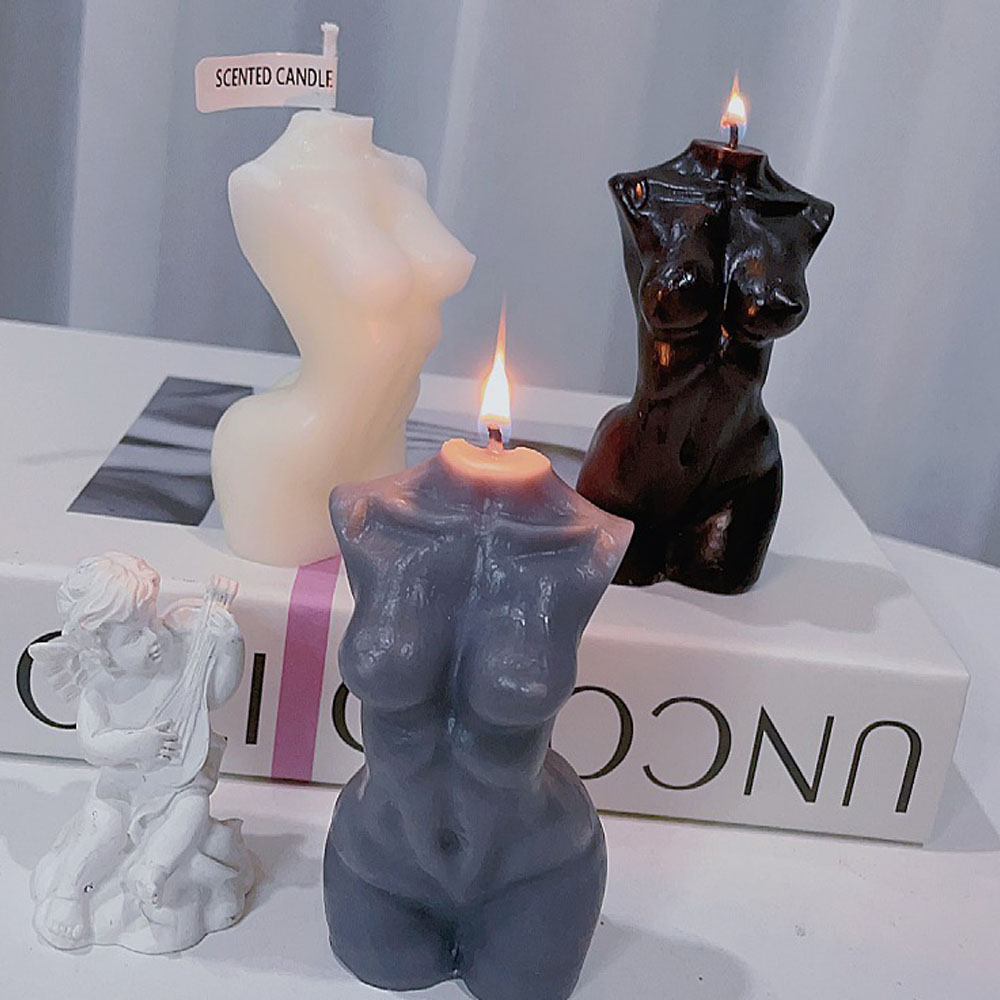 Candle Making Wax - เทียนหอมรูปทรงลำตัวผู้หญิงสำหรับตกแต่งบ้าน – เทียนขี้ผึ้งถั่วเหลืองรูปทรงศิลปะ ขนาด 10 ซม.