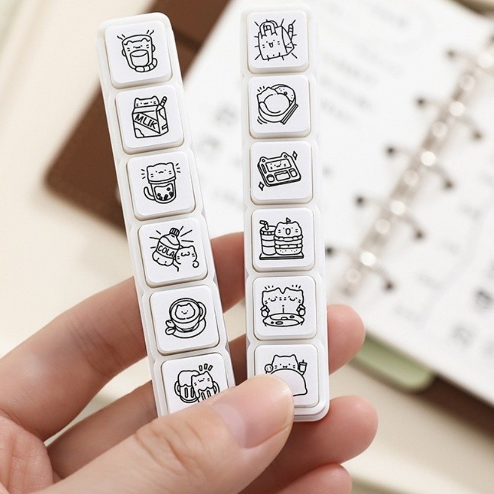Art Craft Board - 6 ชิ้น แสตมป์ลายแมวน่ารัก ด้ามจับพลาสติก ชุดแสตมป์สำหรับชีวิตประจำวัน แสตมป์สำหรับงาน