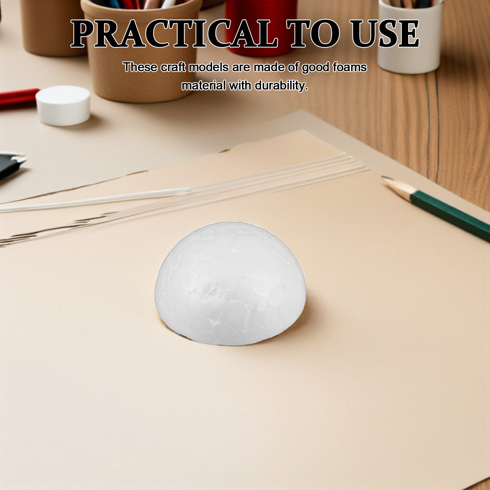Art Craft For Preschoolers - โฟมครึ่งทรงกลมสีขาวสำหรับงานฝีมือ DIY จำนวน 300 ชิ้น เหมาะสำหรับตกแต่งห้องเรียนศิลปะในโรงเรียนอนุบาล