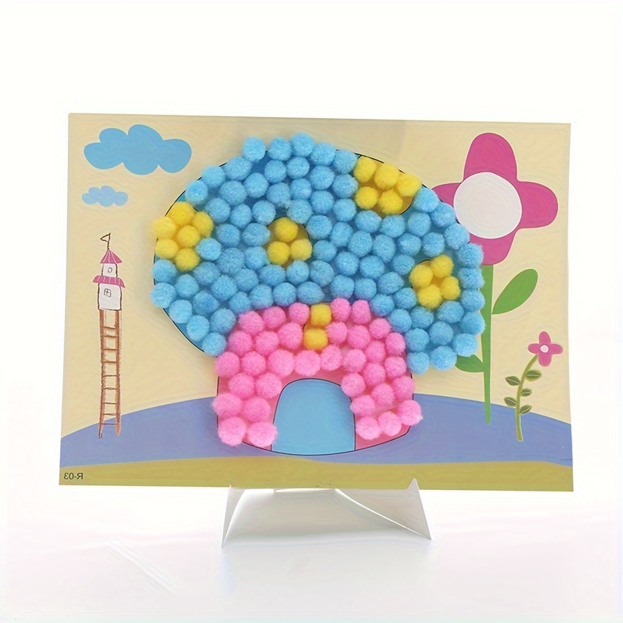 2pcs 16x21 ซม.สีสัน Pom-Pom ภา - Art Craft Handmade บทวิจารณ์และราคา
