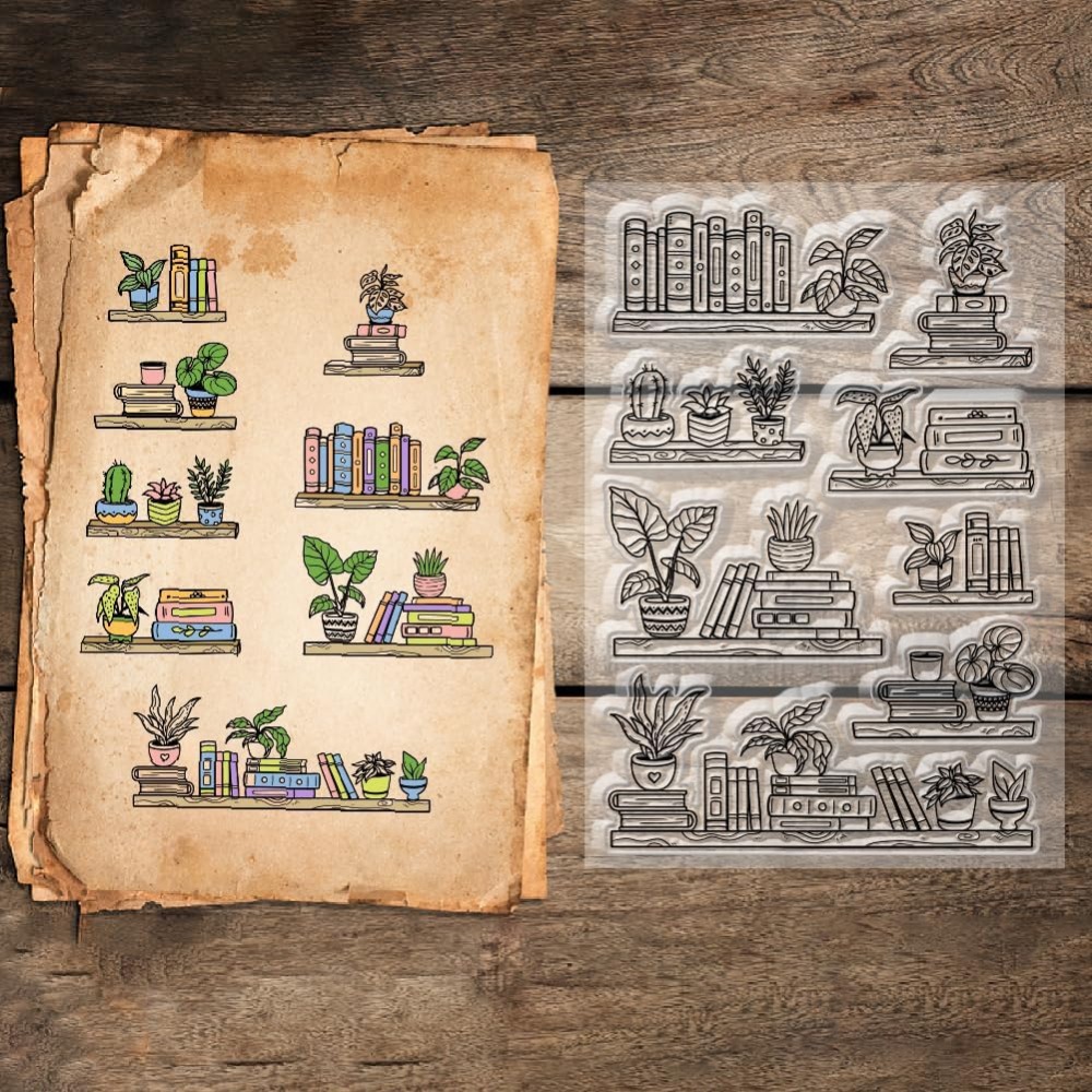 Potted Bookshelf ล้างแสตมป์หนั - Rubber Stamp Blank บทวิจารณ์และราคา
