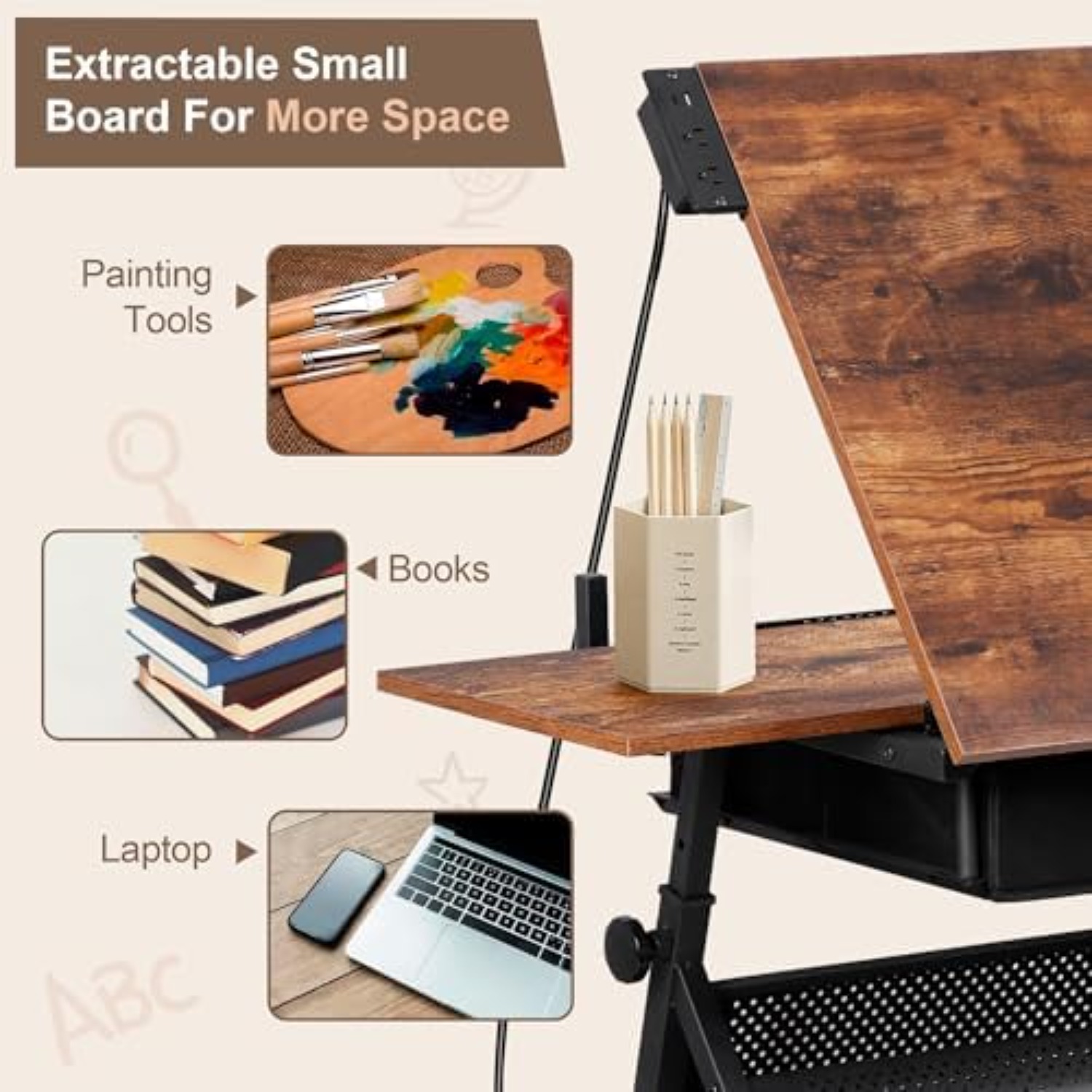 โต๊ะเขียนแบบปรับระดับได้พร้อมเ - Art Craft Us บทวิจารณ์และราคา