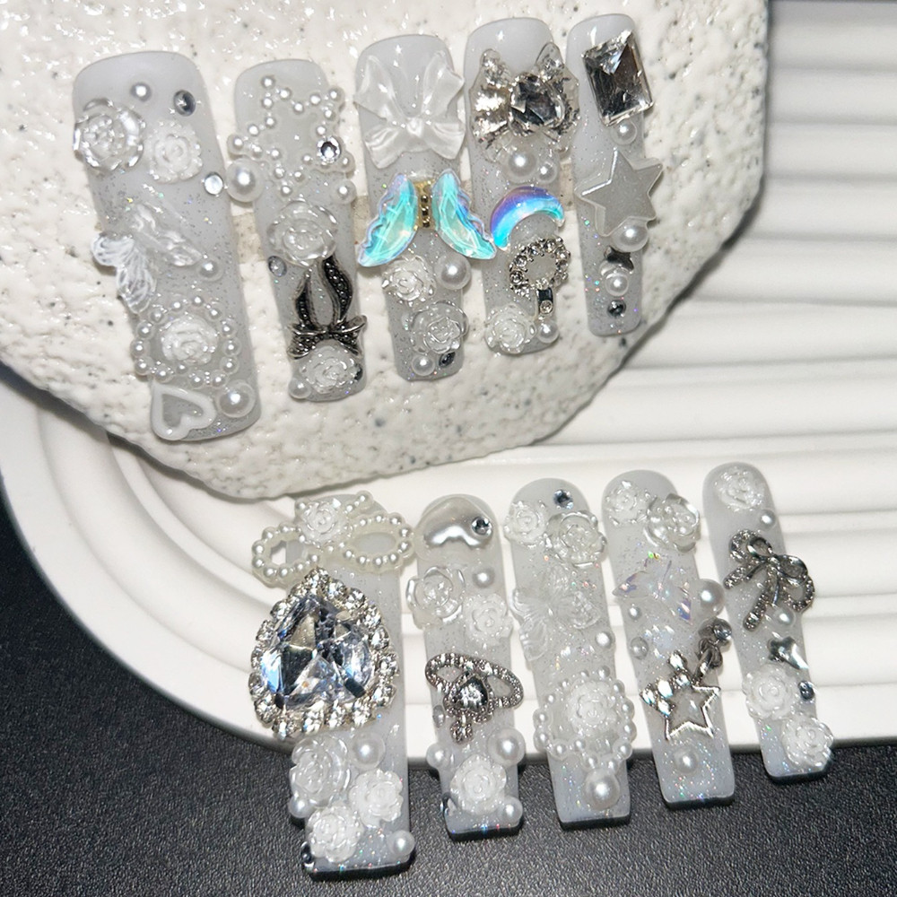 เล็บปลอมแบบกดติด 10 ชิ้น ลาย J - Art Craft Handmade บทวิจารณ์และราคา