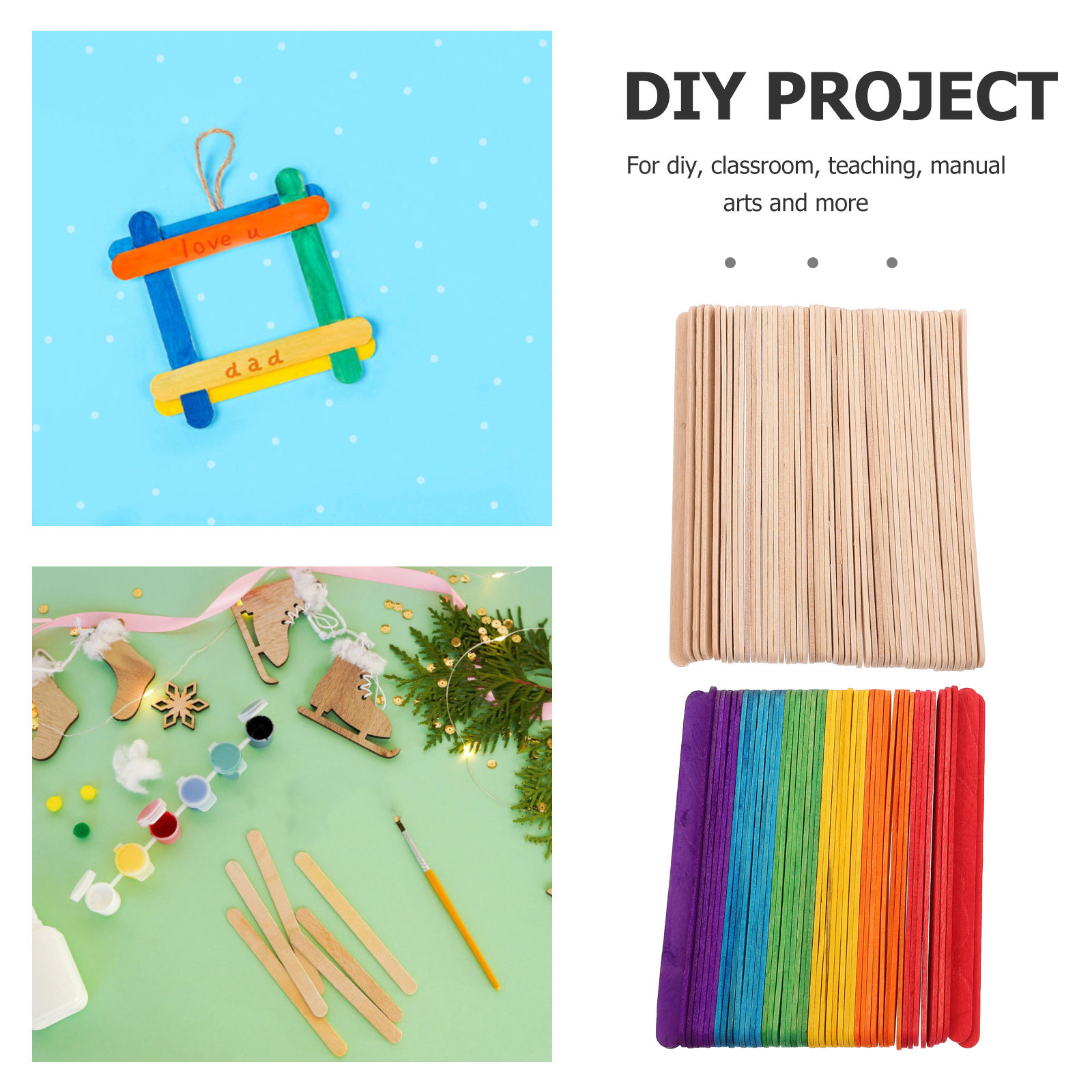 ไม้คนไอศกรีมสีสันสดใส 200 ชิ้น - Art Craft Jumbo บทวิจารณ์และราคา